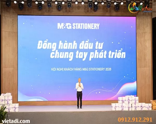 S&acirc;n khấu LED tổ chức hội nghị nh&agrave; ph&acirc;n phối, đại l&yacute; M&G Stationery 2026